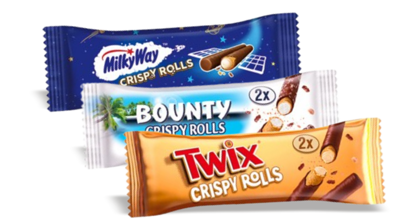 Батончик "Bounty", "Milky Way", "Twix" Crispy rolls 