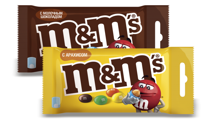 Драже M&M's с арахисом, шоколадное 45г 