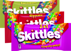 Драже "Skittles" 2в1, кисломикс, тропик, фрукты