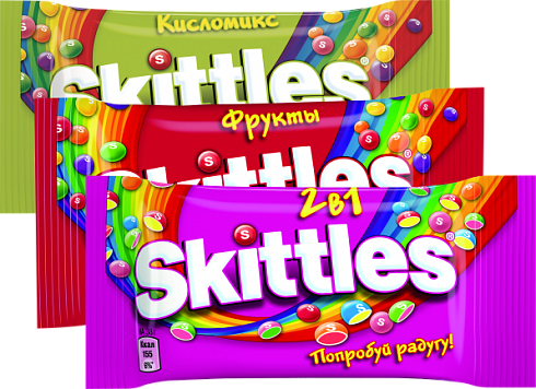 Драже "Skittles" 2в1, кисломикс, тропик, фрукты