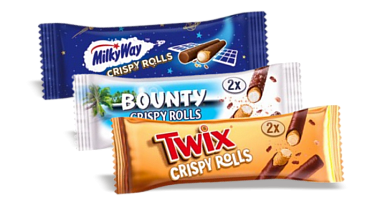 Батончик "Bounty", "Milky Way", "Twix" Crispy rolls 